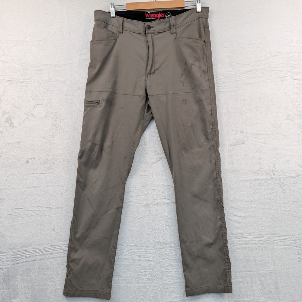 Wrangler Pants Men 36x34 Olive ATG All Terrain Gear Nylon Stretch Utility Hiking